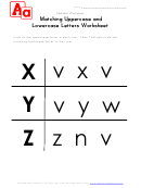 Matching Uppercase And Lowercase Letters Worksheet - X To Z - In Rows