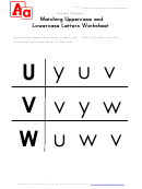 Matching Uppercase And Lowercase Letters Worksheet - U To W - In Rows