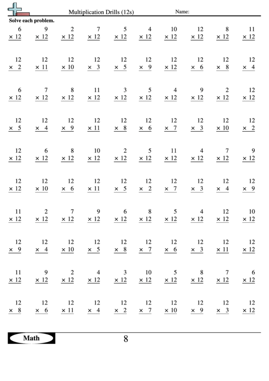 multiplication drills 12s multiplication worksheet with answers