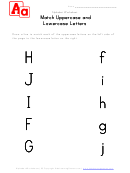 Matching Uppercase And Lowercase Letters Worksheet - F, G, H, I And J - From Left Side To Right Side