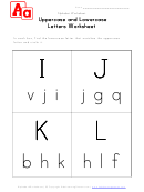 Matching Uppercase And Lowercase Letters Worksheet - I To L - In Boxes