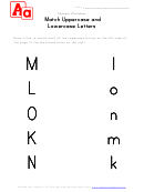 Matching Uppercase And Lowercase Letters Worksheet - K, L, M, N And O - From Left Side To Right Side