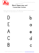 Matching Uppercase And Lowercase Letters Worksheet - A, B, C And D - From Left Side To Right Side