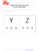 Matching Uppercase And Lowercase Letters Worksheet - Y And Z - In Boxes