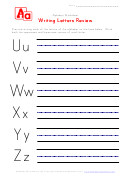 Alphabet Worksheet For Kids - Writing Letters U, V, W, X, Y And Z Review