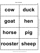 Farm Animal Vocabulary Cards Template
