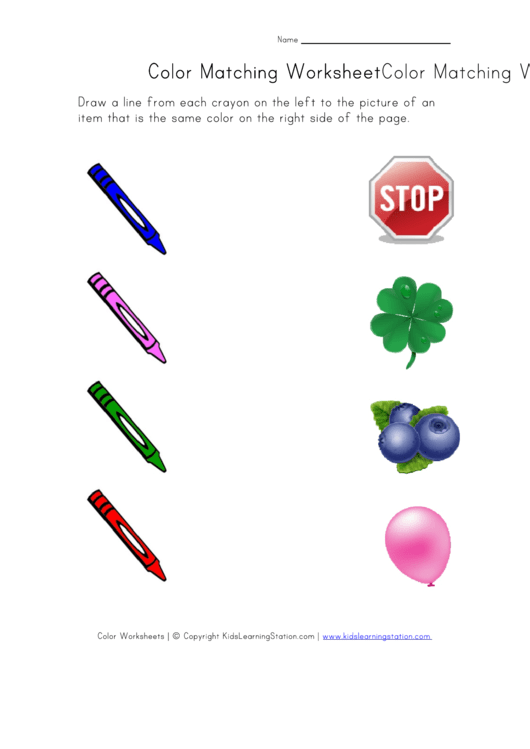 Download Color Matching Worksheet printable pdf download