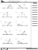 Finding Supplementary Angles - Geometry Worksheet With Answers