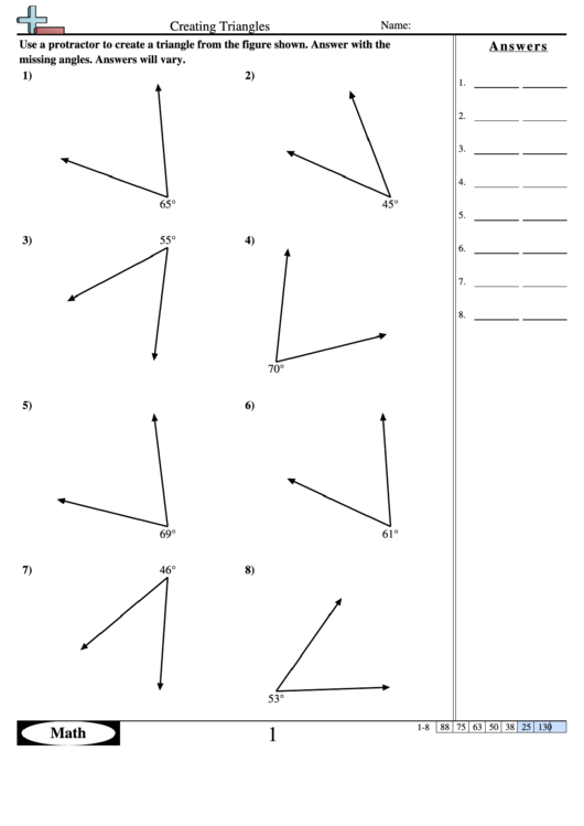 Creating Triangles Worksheets With Answer Key Printable pdf