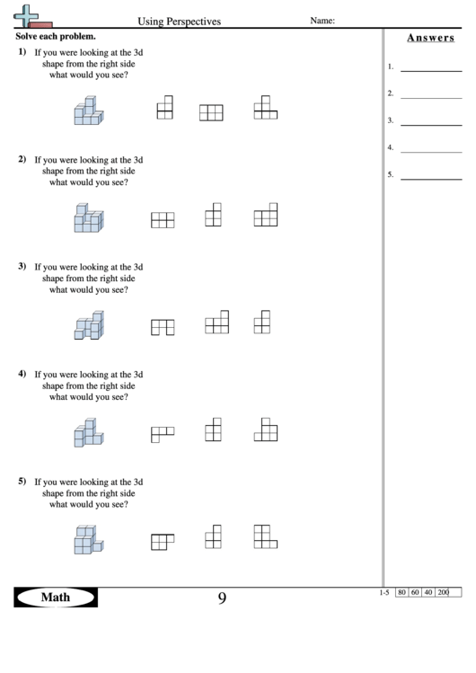 Using Perspectives - Geometry Worksheet With Answers Printable pdf