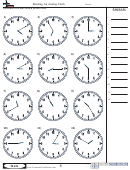 Reading An Analog Clock - Measurement Worksheet With Answers