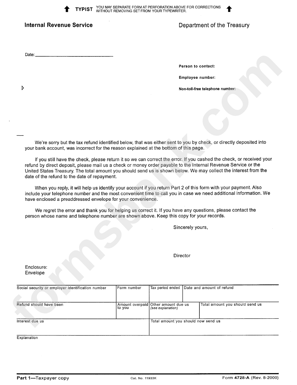 Form 4728-A - Taxpayer Copy