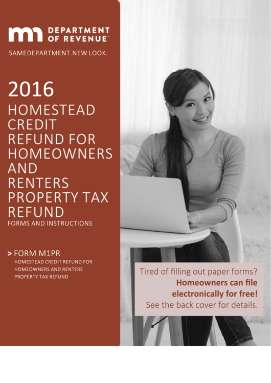 Form M1pr - Homestead Credit Refund For Homeowners And Renters Property Tax Refund Instructions - 2016 Printable pdf