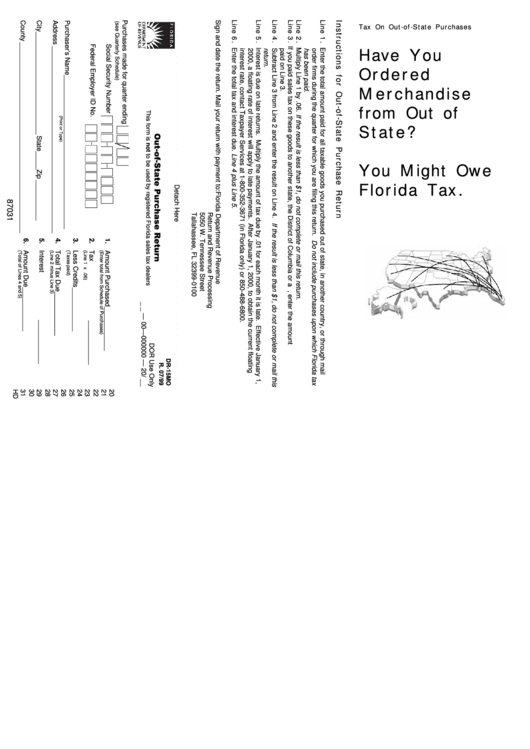 Form Dr-15mo - Out-Of-State Purchase Return - 1999 Printable pdf