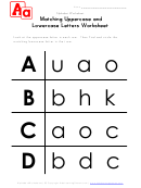 Matching Uppercase And Lowercase Letters Worksheet - A To D - In Rows