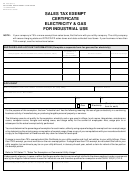 Form Dr 1666 - Sales Tax Exempt Certificate Electricity And Gas For Industrial Use