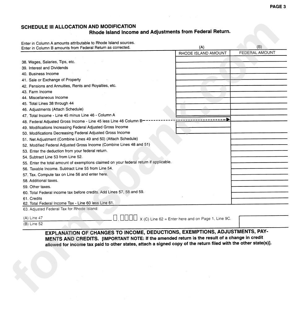 Form Ri-1040x - Amended Rhode Islands Individual Income Tax Return