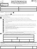 Form Mt-171 - Waste Tire Management Fee Exempt Purchase Certificate