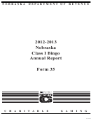 Form 35 - Nebraska Class I Bingo Annual Report - 2012-2013