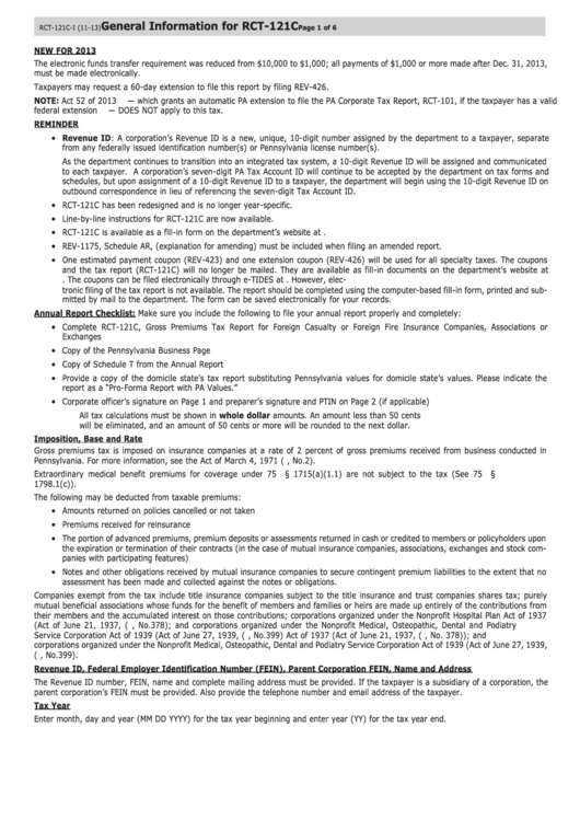 General Information For Rct-121c Printable pdf