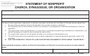 Form Dr 0716 - Statement Of Nonprofit Church, Synagogue, Or Organization