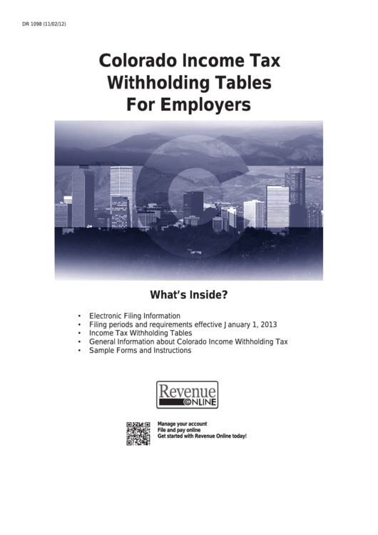 Form Dr 1098 - Colorado Income Tax Withholding Tables For Employers Printable pdf