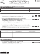 Form It-245 - Claim For Volunteer Firefighters' And Ambulance Workers' Credit - 2013
