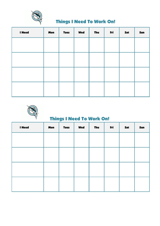 Things I Need To Work On Chart - Florida Marlins Double Printable pdf