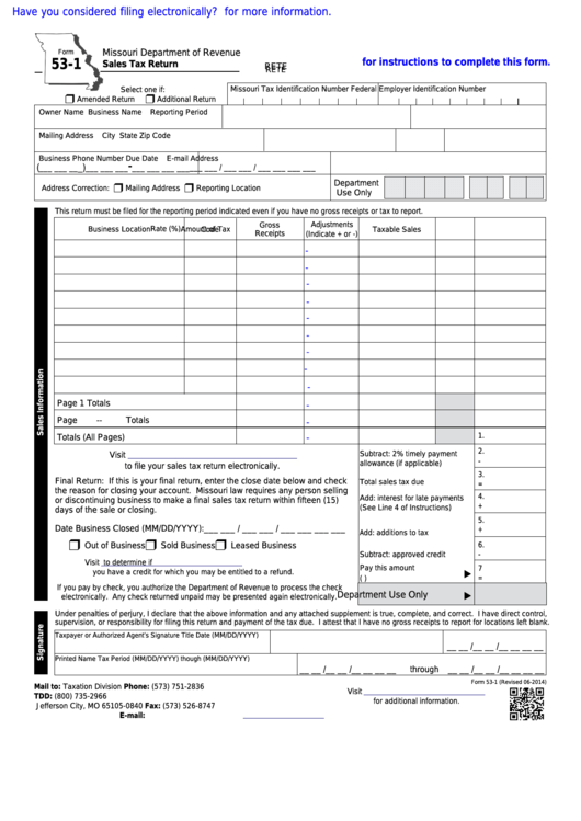 Missouri Sales Tax Return