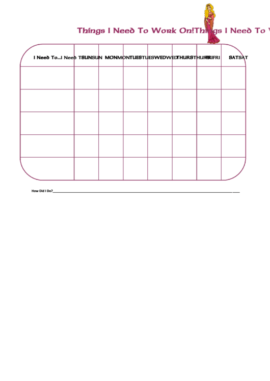 Things I Need To Work On Chart - Princess Printable pdf