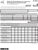 Fillable Form It-603 - Claim For Ez Investment Tax Credit And Ez Employment Incentive Credit - 2013 Printable pdf