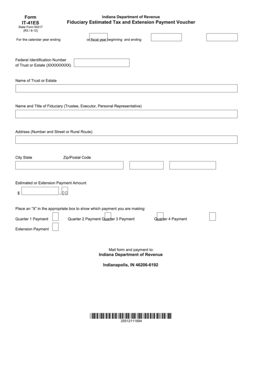 Fillable Form It-41es - Fiduciary Estimated Tax And Extension Payment Voucher Printable pdf