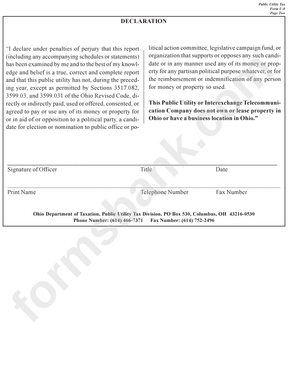 Form U-0 - Public Utility/interexchange Telecommunications Company Annual Report Of Personal Property - 2000