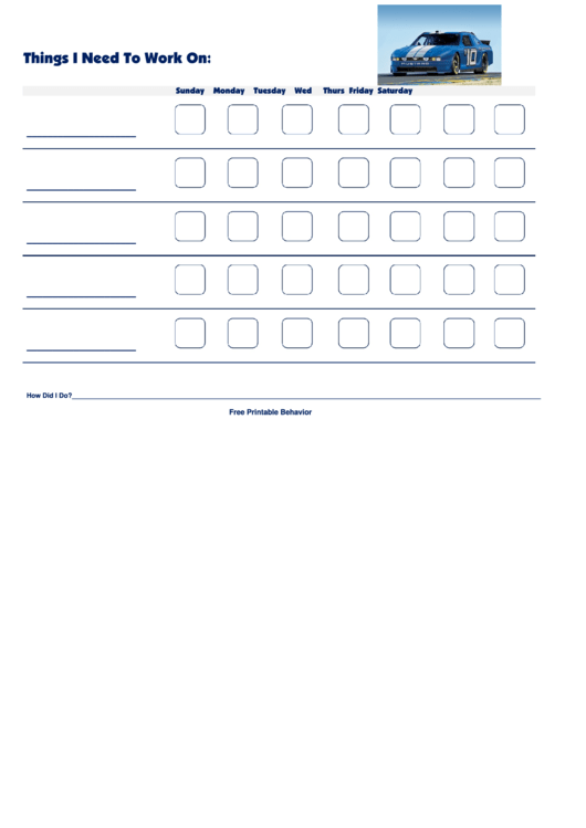 Things I Need To Work On Chart - Nascar 10 New Printable pdf