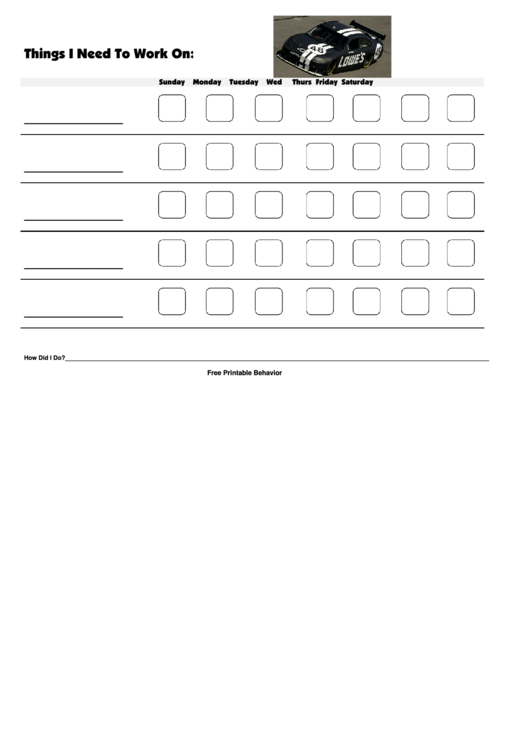 Things I Need To Work On Chart - Nascar 48 New Printable pdf