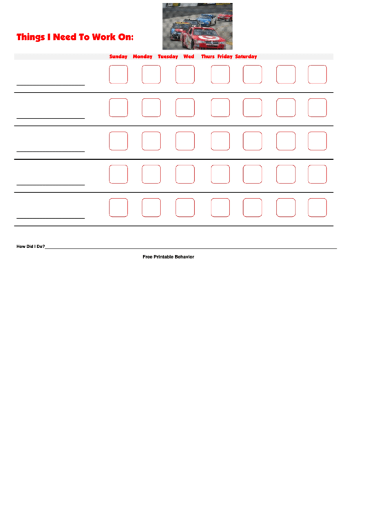 Things I Need To Work On Chart - Nascar Line New Printable pdf