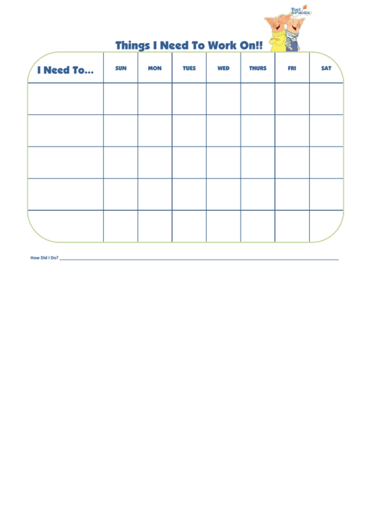 Things I Need To Work On Chart - Toot And Puddle Printable Pdf Download