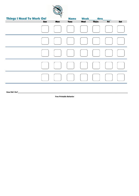 Things I Need To Work On Chart - Florida Marlins Printable pdf