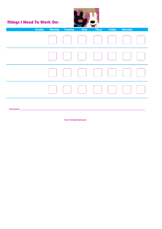 Fillable Things I Need To Work On Chart - Gaspard-And-Lisa Printable pdf