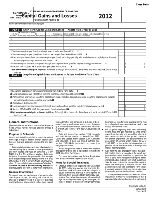 Form N-20 - Schedule D - Capital Gains And Losses - 2012