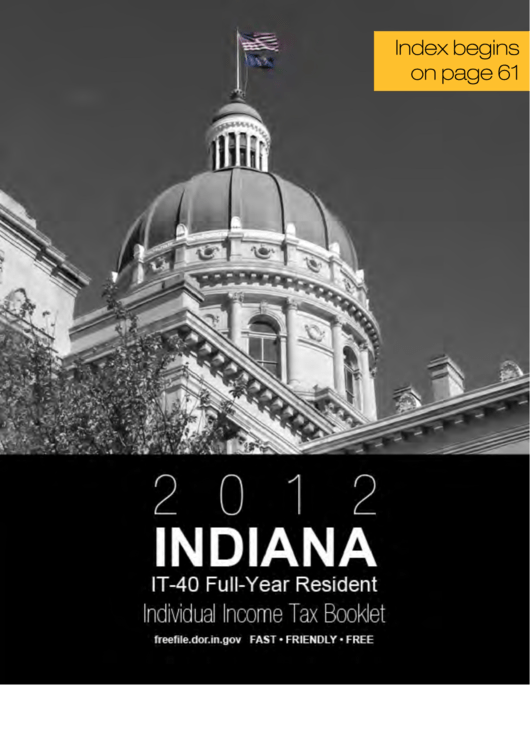 Form It-40 - Indiana Full-Year Resident Individual Income Tax Booklet - 2012 Printable pdf