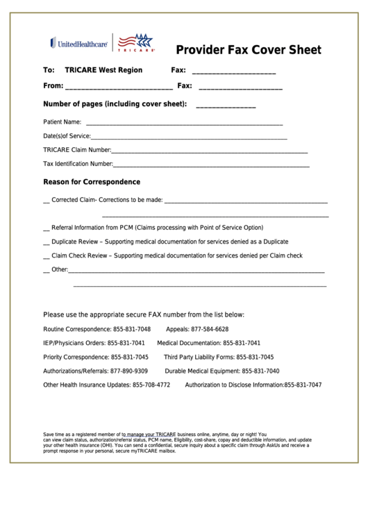Provider Fax Cover Sheet Sample Printable pdf