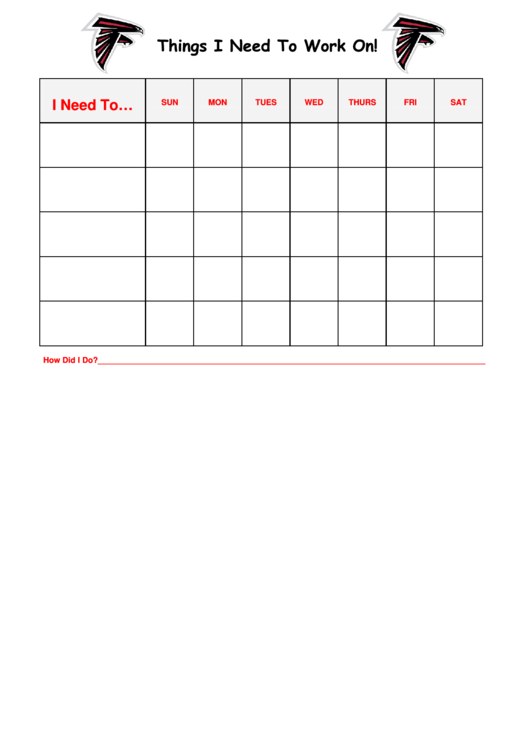 Things I Need To Work On Behavior Chart Printable pdf