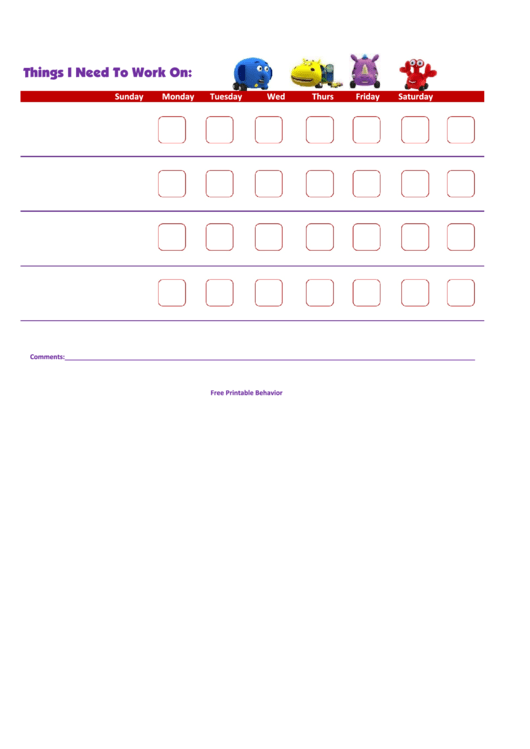 Fillable Things I Need To Work On Chart - Jungle-Junction printable pdf ...