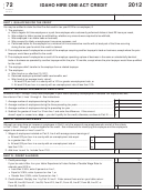 Form 72 - Idaho Hire One Act Credit - 2012