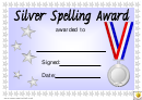 Silver Spelling Award Certificate Template