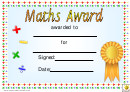 Maths Award 1 Certificate Template