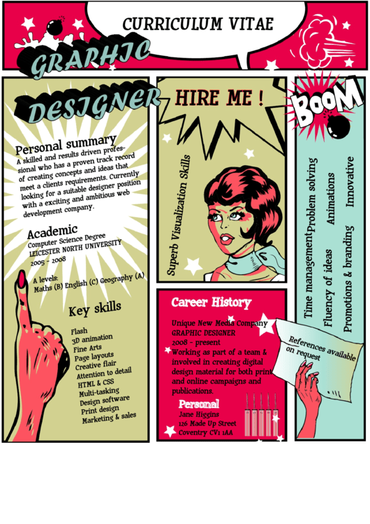 Graphic Designer Resume Template Printable Pdf Download