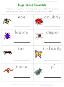 Bugs Word Scramble Worksheet