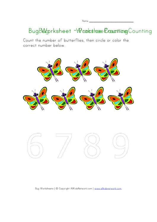 Practice Counting Bug Worksheet Printable pdf